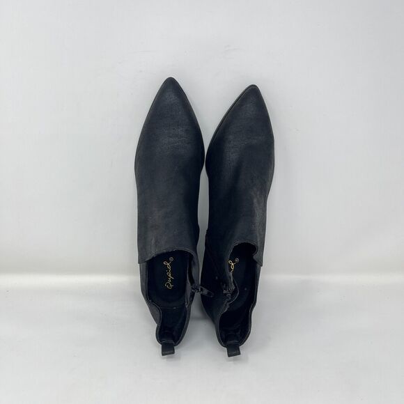 Qupid Chunky Block Heels Black Pointed Toe Casual Boots Women's Size 7.5 - Picture 7 of 10